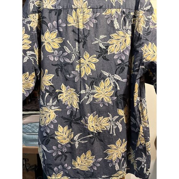 Campia Moda Men’s L Blue Floral Short Sleeve Button Down Cotton Hawaiian Shirt - Picture 11 of 12